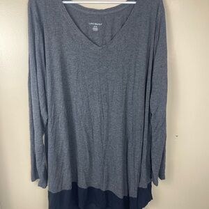Lane Bryant Woman’s Solid Charcoal Grey Black Trim Long Sleeve Tunic Top